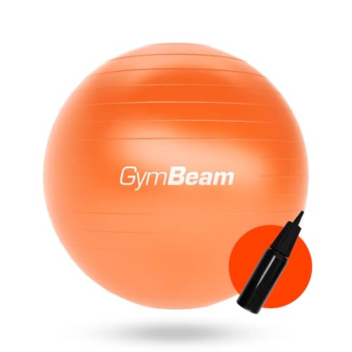 GymBeam Gymnastikball 85 cm - Inkl. Pumpe, verbessert Stabilität und Körperkontrolle, lindert Rückenschmerzen, geeignet für Kräftigungsübungen und Prävention von Rückenschmerzen, Sitzball (Orange)