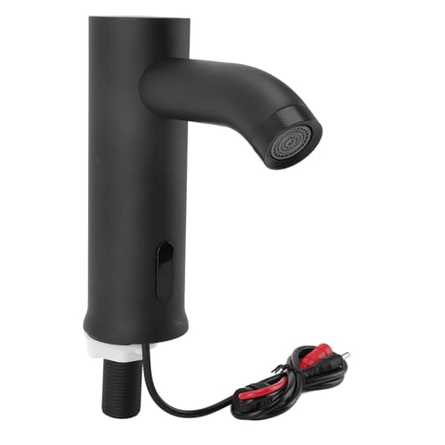Wasserhahn mit Automatischem Bewegungssensor, Batteriebetrieben, Vertikaler, Berührungsloser Waschbecken-Wasserhahn mit Infrarot-Sensor für Badezimmer, Küche, Schwarz