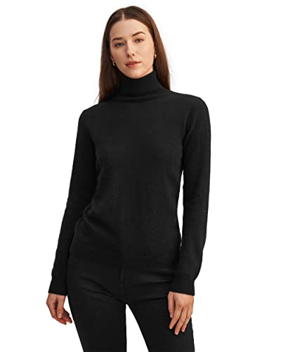 LilySilk Kaschmirpullover Rollkragenpullover Pullover Pulli Damen Mode aus 100% Kaschmir für Frauen(Schwarz,M)