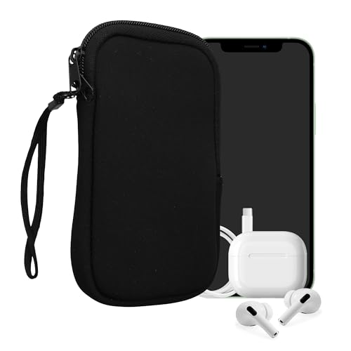 kwmobile Handytasche für Smartphones L - 6,5" - Neopren Handy Hülle Schwarz - Handy Tasche 16,5 x 8,9 cm Innenmaße