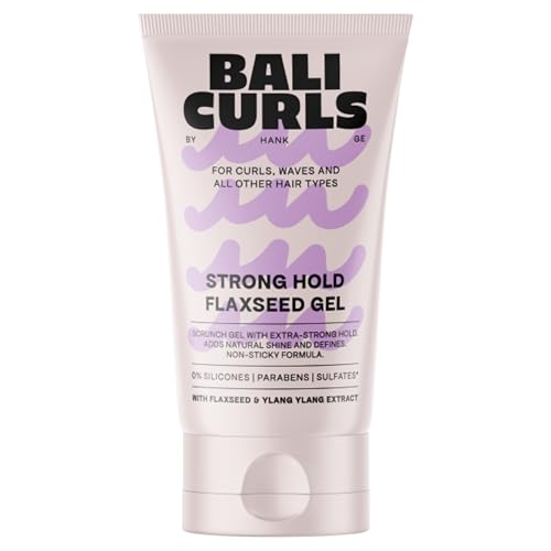BALI CURLS Strong Hold Flaxseed Gel – Extra starkes Scrunch-Gel für definierte Locken – Langanhaltender Halt & natürlicher Glanz – Curly Method geeignet – Ohne Silikone – 150 ml