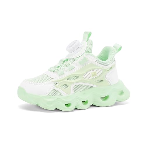 Geymxzik Kinderschuhe Jungen Mädchen Sportschuhe Laufschuhe Turnschuhe mit Drehknopf Atmungsaktiv Mode Leicht Turnschuhe Sneakers B268 Grün EU 36