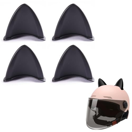 UENXRXE 4 Stück Helm ohren Motorradhelm Katzenohren, Motorradhelm ohren,Katzenohren Motorradhelm Dekorative, Niedliches Helmzubehör Ohren（Schwarz）