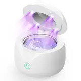 MICTUL Ultraschallreinigungsgerät 45000Hz UV Ultraschallreiniger, 200ML Tragbar Ultrasonic Cleaner Dental Pod für Zahnersatz, Retainer, Aligner, Zahnschiene, Prothesen, Schmuck (Weiß)