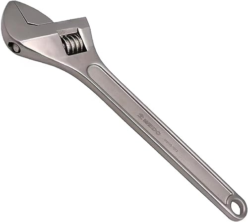 WEDO Schraubenschlüssel, Edelstahl, verstellbarer Schraubenschlüssel, präzise gefräste Backen für maximale Griffkraft, korrosionsbeständig, DIN-Standard, gesenkgeschmiedet, rostfrei, langlebig, offen