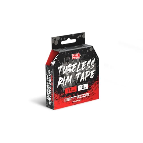 Errecom 1000 Miglia Tubeless Rim Tape 10 Meter x 17 mm, Dichtungsband für die Umwandlung von Fahrradfelgen mit Schlauchreifen in schlauchlose Reifen, extrem stark, enthält 4 Klebesiegel