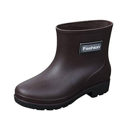 rtdgcv Damenstiefel Kurze Regenstiefel für Damen knöchelwasserdichte Regenstiefel Slip-on-Gartenstiefel-Gummischuhe Schuhe Boots Damen Halbe Gummistiefel Damen Regenstiefeletten Damen (Brown, 39)