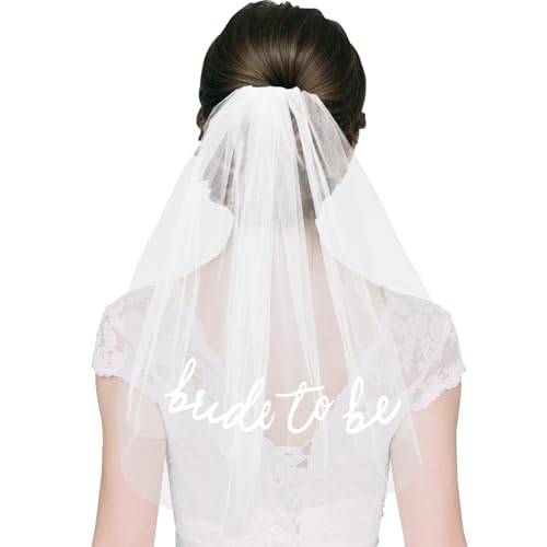 OWill Schleier Brautschleier Braut Kurz Elegent Braut Bridal Tüll mit Kamm Hochzeitsschleier Hochzeit Kurzer Schleier mit Kamm Hochzeit Junggesellinnenabschied Party Traumhochzeit Hochzeit Zubehör