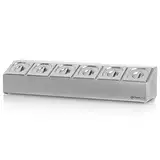 Mahlzeit Edelstahl Zutatenbehälter | 6 x 1/6 GN Catering Behälter mit Gummifüßen | 102,5 x 24,5 x 21,5 cm | Cocktail Zutatenbehälter Bar für Gastro, Küche, Pizza Station, Buffet Zubehör, Salatbar