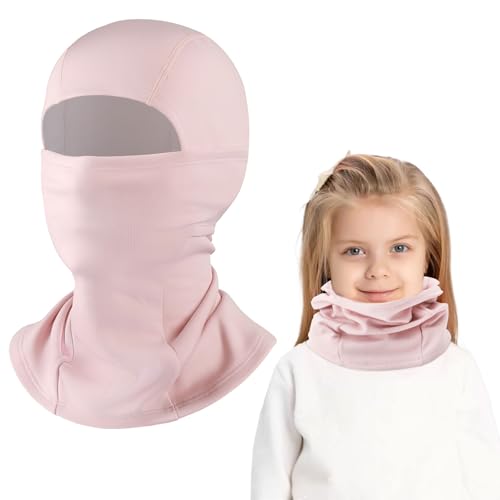 Kinder Sturmhaube Winter Fahrradmütze Unter Helm Warm Sturmmaske Mütze mit Halswärmer Winddicht Gesichtsmaske Skimaske für Jungen Mädchen 4–13 Outdoorsports Radfahren Skifahren Fahrrad (Rosa)