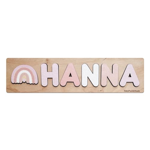 Individuelles Baby Name Holzpuzzle mit Buchstaben | Bestes Geschenk zum ersten Geburtstag für Mädchen | Spaß und Lernen in einem