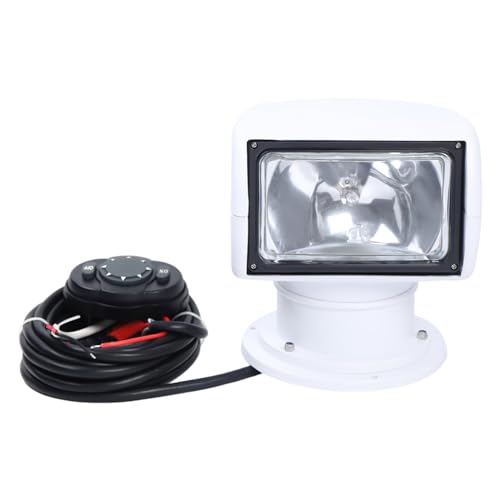 Konfiur 12V 100W Boot Suchscheinwerfer, Arbeitsleuchte Led Elektrischer Fernbedienung Suchscheinwerfer Marine Scheinwerfer Arbeitslampe, Wasserdichte 360 Rotierende Led-Leuchte für Boot Auto Lkw