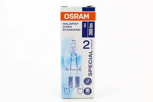 Osram OVEN Halopin 66725 25 Watt Backofenlampe G9 230V klar | über 200 Grad einsetzbar | 2700 Kelvin warmweiß