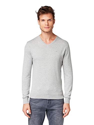 TOM TAILOR Herren Basic Strickpullover mit V-Ausschnitt