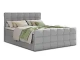 Boxspringbett Best Lux mit Fußteil, 2 Bettkästen und Topper - Doppelbett, Bonell-Matratze, Polsterbett, Bett, Betten, Bettgestell, Schlafzimmer (Grau (Inari 91), 180 x 200 cm)