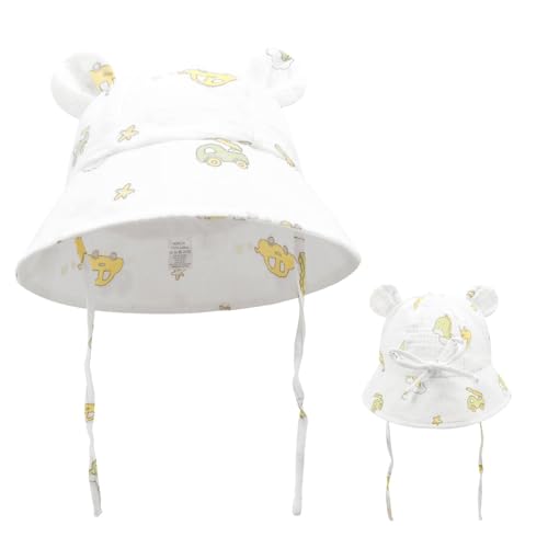 Generisch Baby Sonnenhut Atmungsaktiv Sommerhut Kinder Fischerhut UV-Schutz Unisex Cap mit Verstellbarem Bindebändern