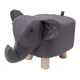 Senrusa Tierischer Fußhocker, Elefant, gepolstert, rutschfest, geräuschlos, bequem, stabil, niedlicher Mehrzweck-Hocker für Kinderzimmer, Schlafzimmer, Wohnzimmer-Dekoration, (Dark Gray)