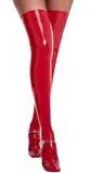 FEOYA Damen Kurze Overall Sexy Party Halterlose Overknee Strümpfe Clubwear Partykleider Kunstleder Wetlook Kniestrümpfe Bodysuit Leder Latex Kleider Handschuhe Latex Lange Handschuhe