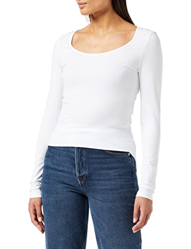 VERO MODA Damen VMMAXI My LS Soft UNECK GA NOOS Langarmshirt, Weiß (Bright White Bright White), M