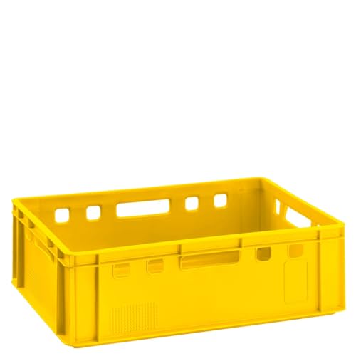 BURI Fleischkiste E2 gelb 60x40x20cm Lagerkiste Eurobox aus Deutschland lebensmittelecht, robust, stapelbar