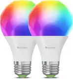 Nanoleaf Matter WLAN Alexa Glühbirnen E27, 2 smarte RGBW LED Lampen - 16 Mio. Farben, Dimmbar & Fernbedienung, App- & Sprachsteuerung (kompatibel mit Apple & Google Home), Deko & Gaming Essentials