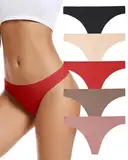 VOENXE Tanga String Damen Nahtlos,Seamless UnterwäSche Frauen,No Show Slip Mehrpack,Nahtlose Unterhose Ohne Naht Microfaser, Unsichtbare Unterhosen Atmungsaktiv,Women Thong Underwear Panties,5er Pack