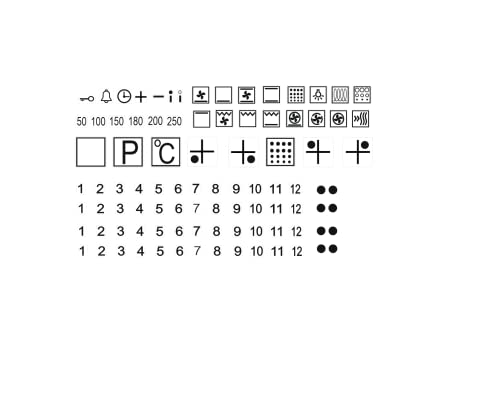 hegehof Generisch 1 Herd Aufkleber Set, E Herd Beschriftung Ofen Koch Schalter Zeichen Aufkleber, Abziehbild (R98) (transparenter Hintergrund mit schwarzen Symbolen (R98/3) t)