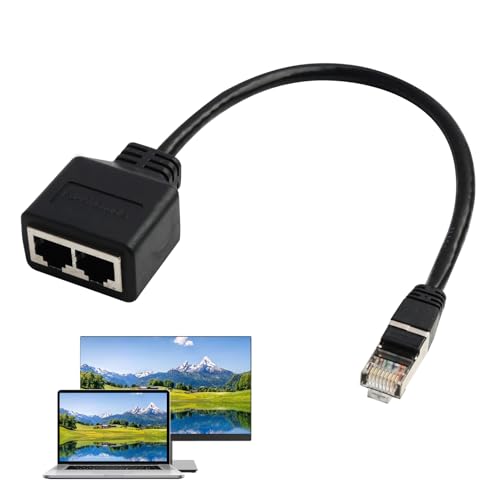 RJ45 Netzwerkverteileradapter, 1-Male und 2-weibliche Ethernet-Verteilerkabel, kompatibel CAT5, CAT5E, CAT6 und CAT7 Ethernet-Kabeln, geeignet für Netzwerkverbindungen Haushalten und Büros