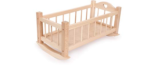 small foot Puppenwiege aus Naturholz, für Puppen bis 45 cm, Puppenzubehör für Kinder ab 3 Jahren, 1158, Klein