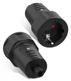 Schuko Kupplung, 2 Stück Schutzkontakt 250 V/16 A Schuko Kupplung IP44 mit Knickschutztülle für 8mm Kabel