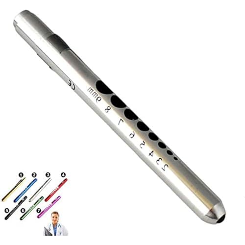 Supertool Mini-Stift-Taschenlampe, Diagnostik, medizinisches Stiftlicht, Mini-wiederverwendbare LED-Stiftlampe, Taschenlampe für Zuhause, Outdoor, Arzt, Krankenschwester, EMT, Notfall, Silber, 1 Stück