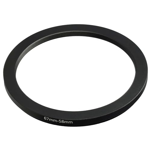 vhbw Step-Down-Ring Adapter von 67 mm auf 58 mm für Kamera Objektiv - Filteradapter, Metall, Schwarz