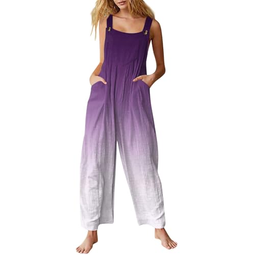 Jumpsuit Damen Sommer Curvy Jumpsuit Damen Elegant Hosenanzug Damen Overall Damen Sommer Outfit Damen Jumpsuit Damen Sommer Jumpsuit Damen Jumpsuits für Damen Latzhose Damen Lila L