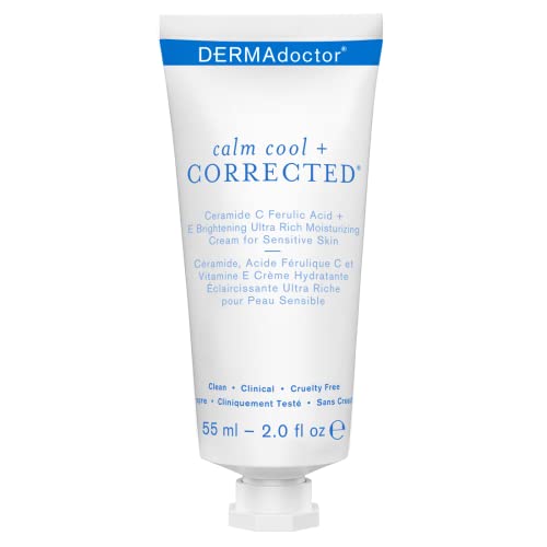 DERMAdoctor Ruhig, Kühl + Korrigiert Ceramide C Ferulasäure + E Aufhellende Ultra-reichhaltige Feuchtigkeitscreme für empfindliche Haut, 2,0 fl oz