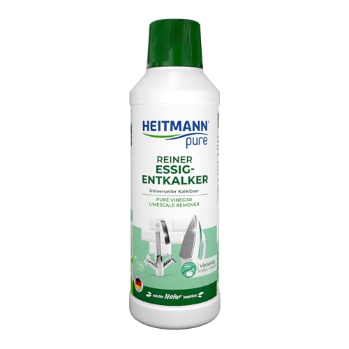 HEITMANN pure Reiner Essig-Entkalker | Kraftvoller Kalklöser für Küche & Bad | Frei von chemischen Zusätzen | Biologisch abbaubar | Für Haushaltsgeräte und Oberflächen | 500 ml