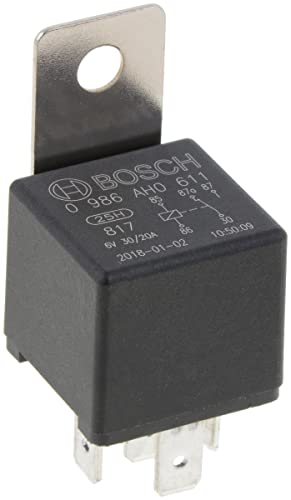 Bosch 0986AH0611 Mini-Relais 6V 20A, IP5K4, Betriebstemperatur von -40° C bis 100° C, Wechselrelais, 5 Pin Relais