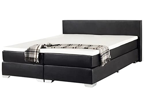 Beliani Boxspringbett Kunstleder schwarz 180 x 200 cm President