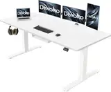 Devoko Höhenverstellbarer Schreibtisch 140 x 60 cm mit Kabelwanne, Elektrisch Höhenverstellbarer Stabiler Stehpult, Computertisch 2-Funktions-Memory, Ergonomischer Steh-Sitz Tisch (Weiß)