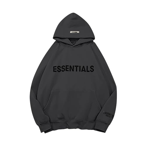 Fannyfuny Essentials Hoodie, Doppellinie Geklebte 3D-Buchstaben Hip Hop Paare Pullover Sportbekleidung, Unisex-Fleece-Sweatshirt Mit Kapuze Coole Streetwear Drip Klamotten Oversized Pulli