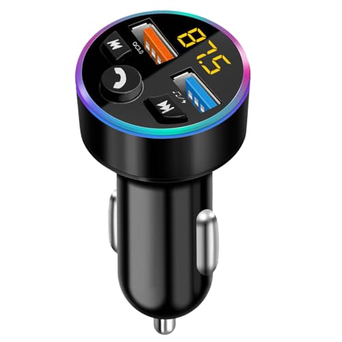EuAcesry Bluetooth Adapter Car, Cigarette Lighter Socket for Car Hi-Fi Music Player, QC3.0 Bluetooth Car Transmitter, Bluetooth FM Transmitter Wireless Bluetooth, USB-Buchse mit Schnellladung 12 V
