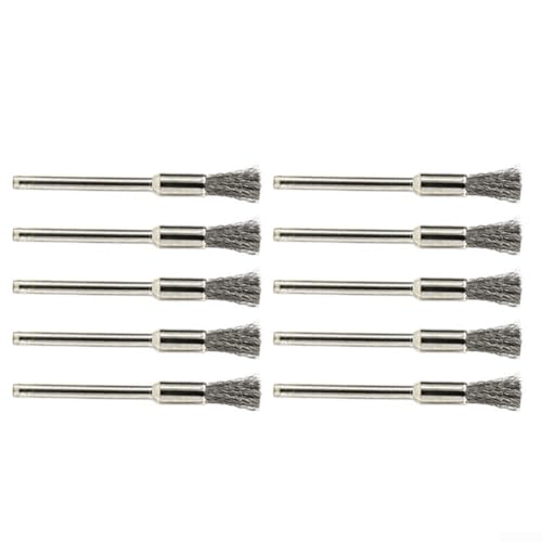 Edelstahl-Drahtbürsten-Set, 10 Stück, 5 x 3 mm, für Formschleifer, elektrische Drehbohrer, Polieren, Veredelung, Luft- und Raumfahrt, Fabrik, Wartung, Gießen, Automobil, Metallherstellung, Werft