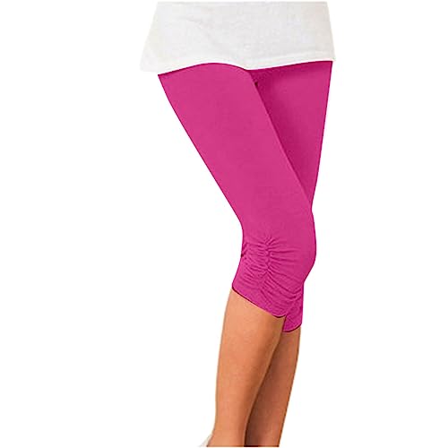 DeaAmyGline Sport Leggings Damen 3/4 - Kurze Hosen Damen Sommer Sporthose Caprihose Stretch Falten Jogginghose Freizeithose Sportleggins Gym Fitness Workout Yogahose Laufhose Capri Leggings