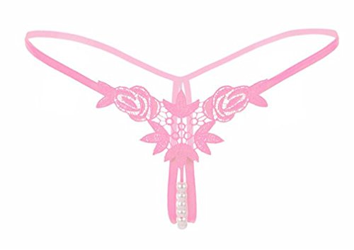 Boowhol Stickerei Unterwäsche in Frau Sexy Perle Niedlich String Größe Blumen Unterwäsche aus Perspektive, Rosa, Einheitsgröße