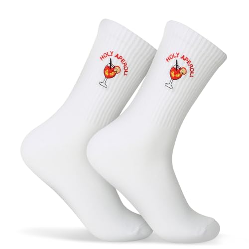 MEJOSER Aperol Geschenk Aperol Socken 36-42 Baumwolle Aperoli Geschenk für Damen Herren Geburtstag Weihnachten Lustige Tennissocken Sportsocken Crew Socks Accessoires