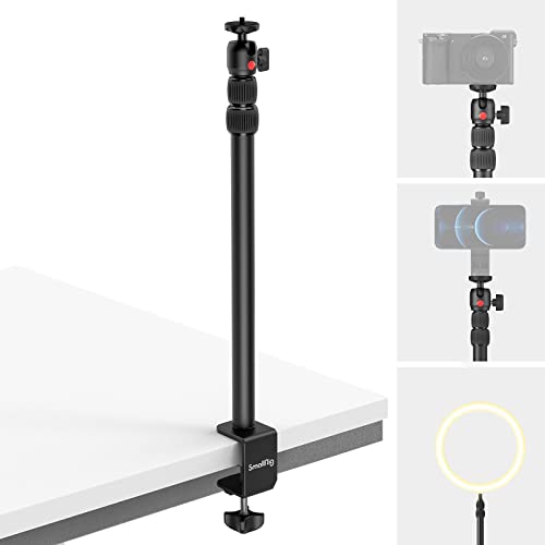 SmallRig Selection Kamera Tischstativ Lichtstativ mit 1/4"-20 Kugelkopf, 13"-35,4" verstellbares Tablet Halterung, Tisch Klemme für DSLR Kamera, Ringlicht, Live Streaming, Video Aufnahmen - 3488