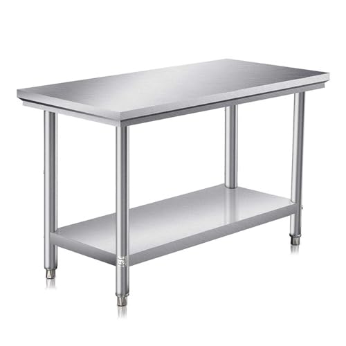 HARELA Küche Arbeitstisch mit Aufkantung Verstellbare Füße, Edelstahl Zubereitungstisch Gewerbliche Arbeitstisch für Küche Bar Restaurant(60 * 40 * 80cm/23.6 * 15.7 * 31.5in)