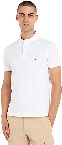 Tommy Hilfiger Herren Poloshirt Kurzarm 1985 Slim Slim Fit, Weiß (White), L