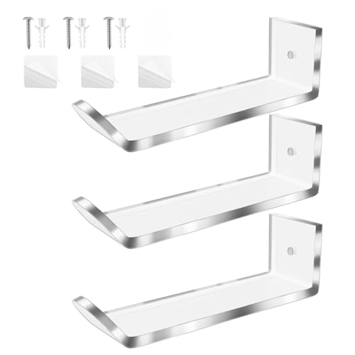 Qinlenyan Hutständer für Zuhause, Kleiderladen, Präsentationsregal, transparent, selbstklebend, Baseballkappen, Set mit 3 Wandaufhängungen für Tür, Schrank, rutschfeste Aufbewahrung, 3 Stück