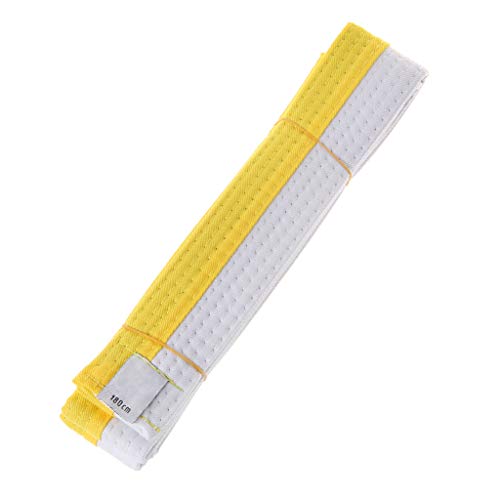 Haveratio Professioneller Taekwondo-Gürtel Karate Judo Double Wrap Martial Arts Stripe Sportgürtel 180cm/280cm für Erwachsene Kinder Kinder Weiß+Gelb