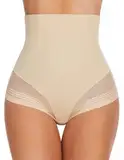 SIMIYA Bauchweg Unterhose Damen Shapewear Bauch Weg Miederhose Hoher Taille Miederslip Unterbauch Kontrolle Body Shaper für Frauen (Beige, M)